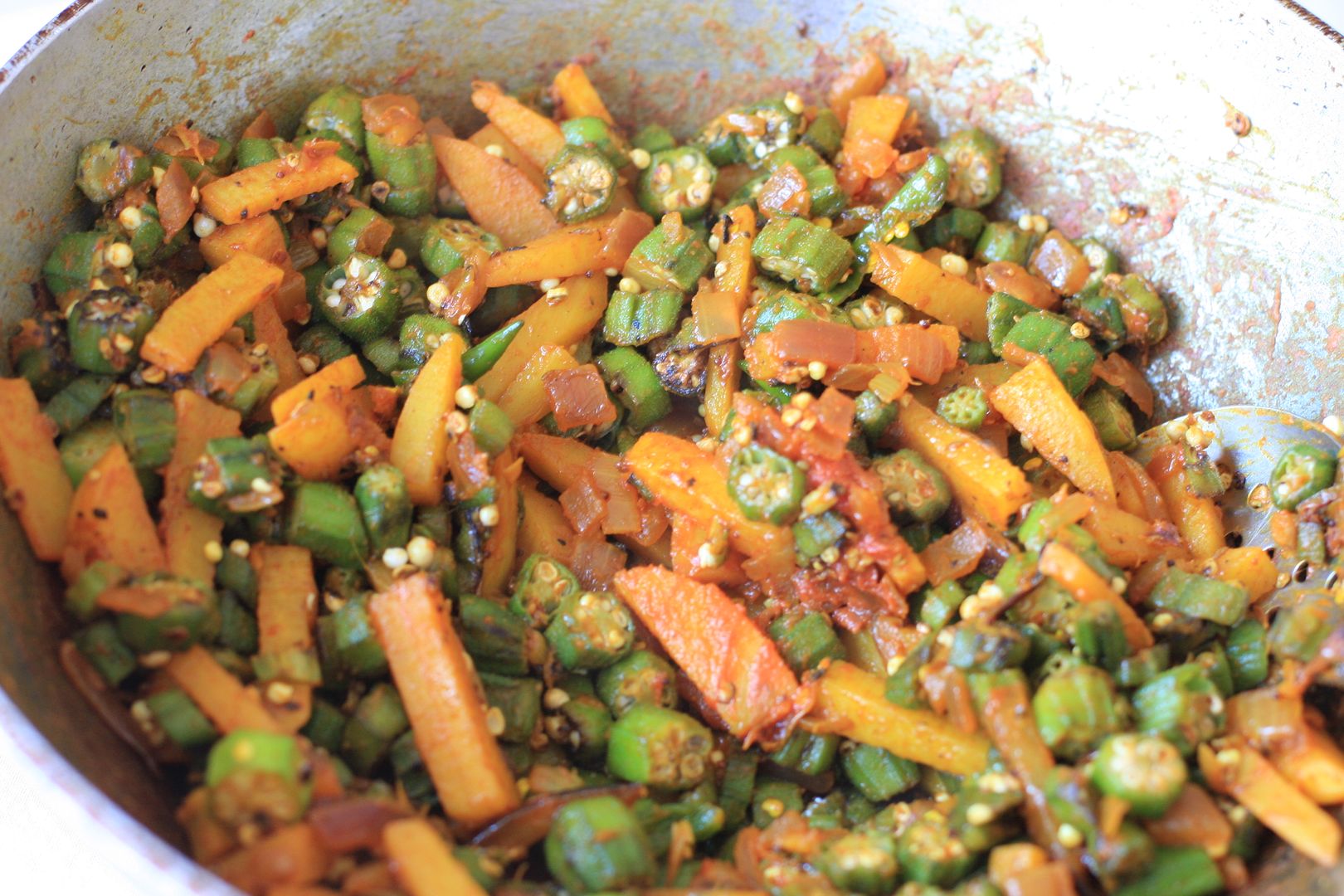 Okra Lady's Fingers with potatoes Dry Stir Fry Daily Musings